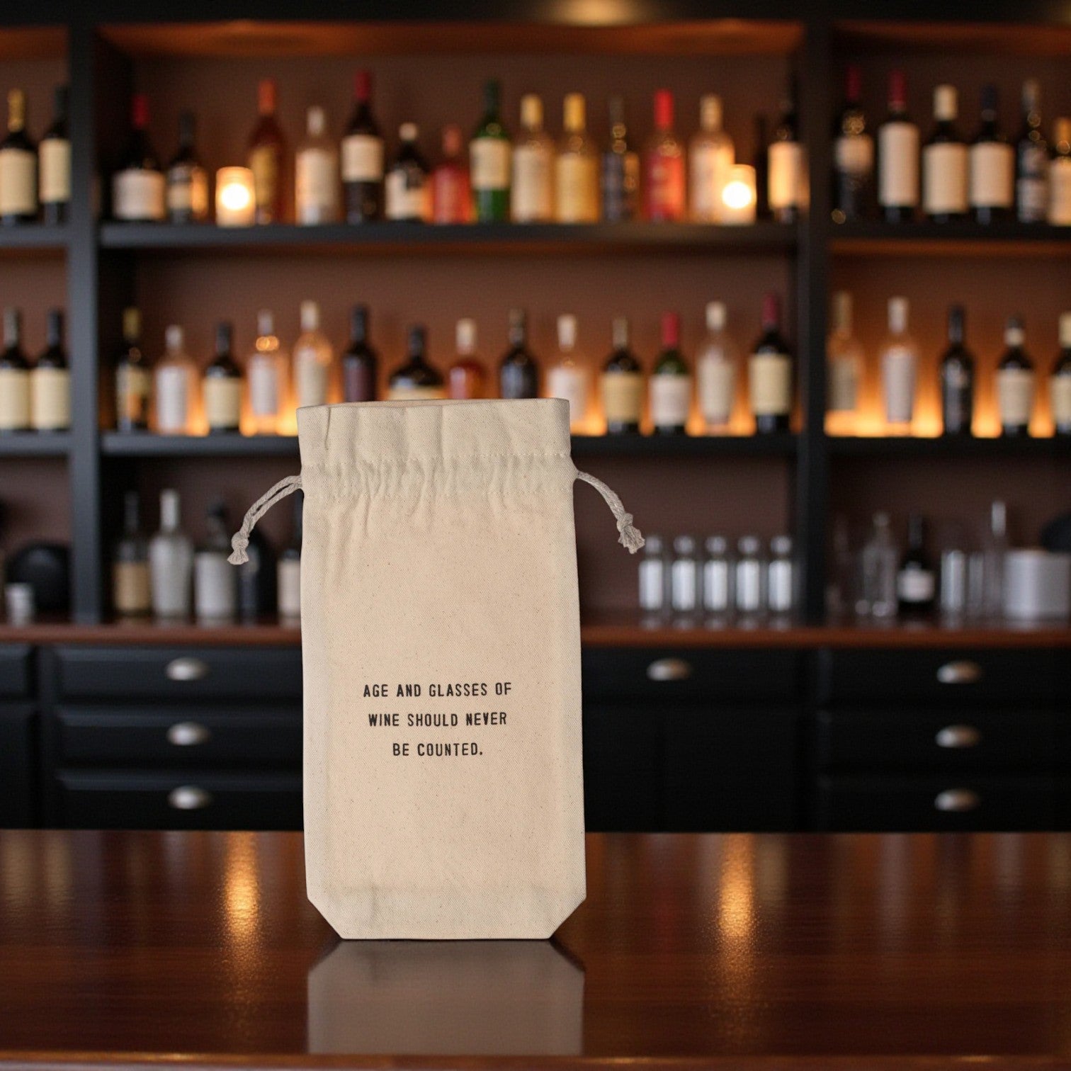 Canvas Wine Bag - Age and Glasses of Wine - Mellow Monkey