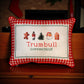 Gingham Christmas Hometown Pillow - Trumbull Connecticut - Red Piping - 19-in - Mellow Monkey