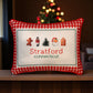 Gingham Christmas Hometown Pillow - Stratford Connecticut - Red Piping - 19-in - Mellow Monkey