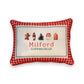 Gingham Christmas Hometown Pillow - Milford Connecticut - Red Piping - 19-in - Mellow Monkey