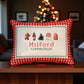 Gingham Christmas Hometown Pillow - Milford Connecticut - Red Piping - 19-in - Mellow Monkey