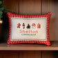 Gingham Christmas Hometown Pillow - Shelton Connecticut - Red Piping - 19-in - Mellow Monkey