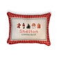 Gingham Christmas Hometown Pillow - Shelton Connecticut - Red Piping - 19-in - Mellow Monkey