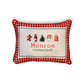 Gingham Christmas Hometown Pillow - Monroe Connecticut - Red Piping - 19-in - Mellow Monkey