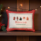 Gingham Christmas Hometown Pillow - Monroe Connecticut - Red Piping - 19-in - Mellow Monkey