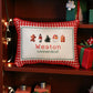 Gingham Christmas Hometown Pillow - Weston Connecticut - Red Piping - 19-in - Mellow Monkey