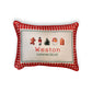 Gingham Christmas Hometown Pillow - Weston Connecticut - Red Piping - 19-in - Mellow Monkey