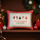 Gingham Christmas Hometown Pillow - Oronoque Connecticut - Red Piping - 19-in - Mellow Monkey