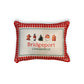 Gingham Christmas Hometown Pillow - Bridgeport Connecticut - Red Piping - 19-in - Mellow Monkey