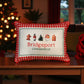 Gingham Christmas Hometown Pillow - Bridgeport Connecticut - Red Piping - 19-in - Mellow Monkey