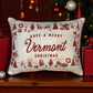 Have a Merry Christmas - Vermont - Hometown Pillow - Scarlet Piping - 19-in - Mellow Monkey