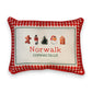 Gingham Christmas Hometown Pillow - Norwalk Connecticut - Red Piping - 19-in - Mellow Monkey