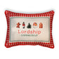 Gingham Christmas Hometown Pillow - Lordship Connecticut - Red Piping - 19-in - Mellow Monkey