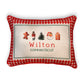 Gingham Christmas Hometown Pillow - Wilton Connecticut - Red Piping - 19-in - Mellow Monkey