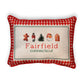 Gingham Christmas Hometown Pillow - Fairfield Connecticut - Red Piping - 19-in - Mellow Monkey