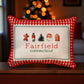 Gingham Christmas Hometown Pillow - Fairfield Connecticut - Red Piping - 19-in - Mellow Monkey