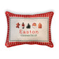 Gingham Christmas Hometown Pillow - Easton Connecticut - Red Piping - 19-in - Mellow Monkey
