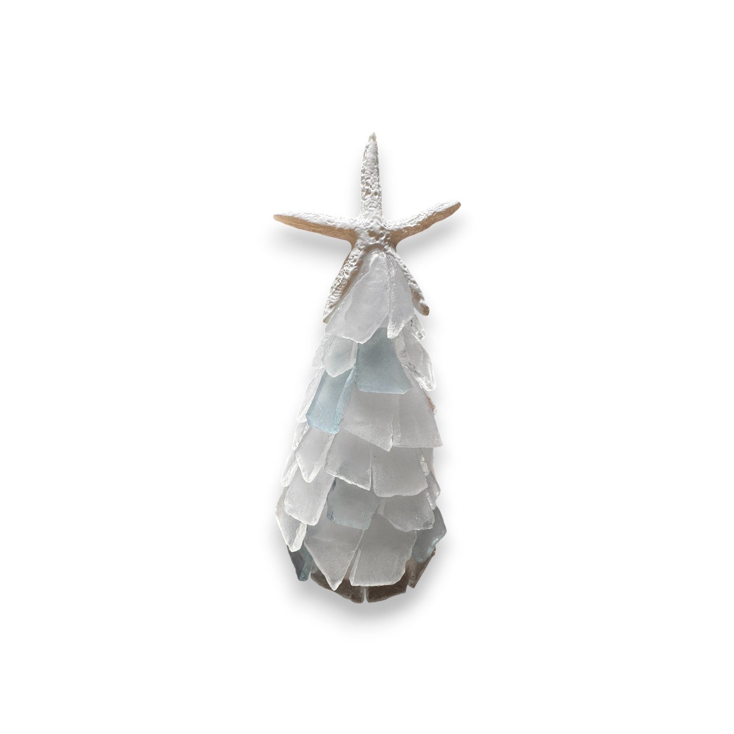 Sea Glass Christmas Tree With Starfish - 6 In. - Hint of Powder Blue - Mellow Monkey