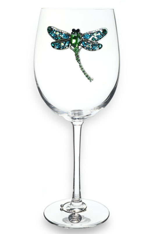 Dragonfly Jeweled Stemmed Wine Glass - Mellow Monkey