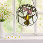 Hummingbird and Hibiscus Stained Glass Window Panel - 10-in - Mellow Monkey
