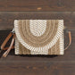 Mixed Striped Straw Clutch / Crossbody Bag
: Taupe
