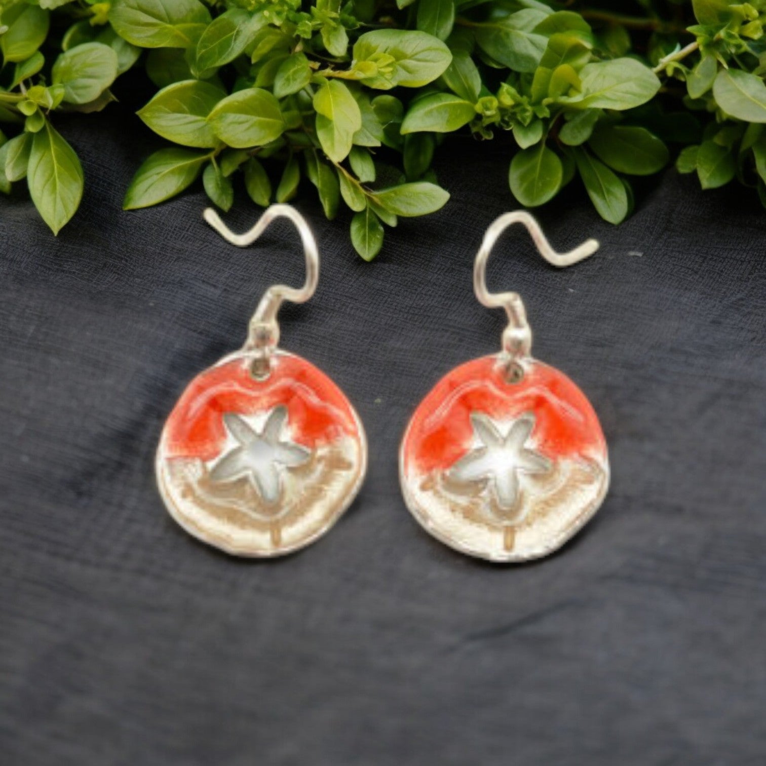 Pewter Earrings - Starfish Coral and Pearl - Mellow Monkey