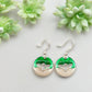 Pewter Earrings -  Bees - Green and Cream Color Enamel - Mellow Monkey