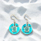 Pewter Earrings - Baby Sea Turtle with Aqua Enamel - Mellow Monkey