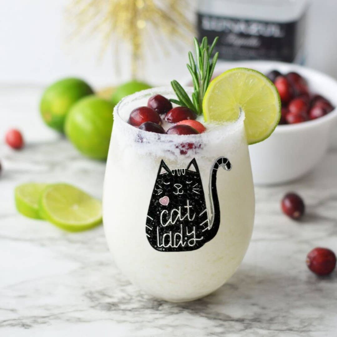 Cat Lady Stemless Wine Glass - Mellow Monkey