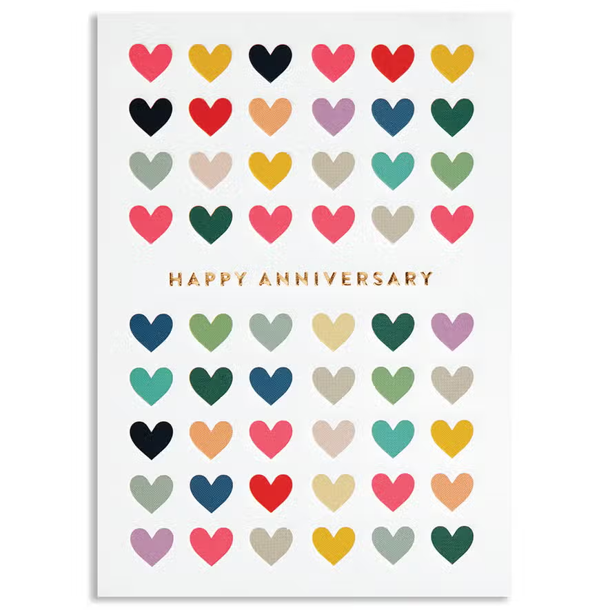 Happy Anniversary with Hearts - Anniversary Greeting Card - Mellow Monkey
