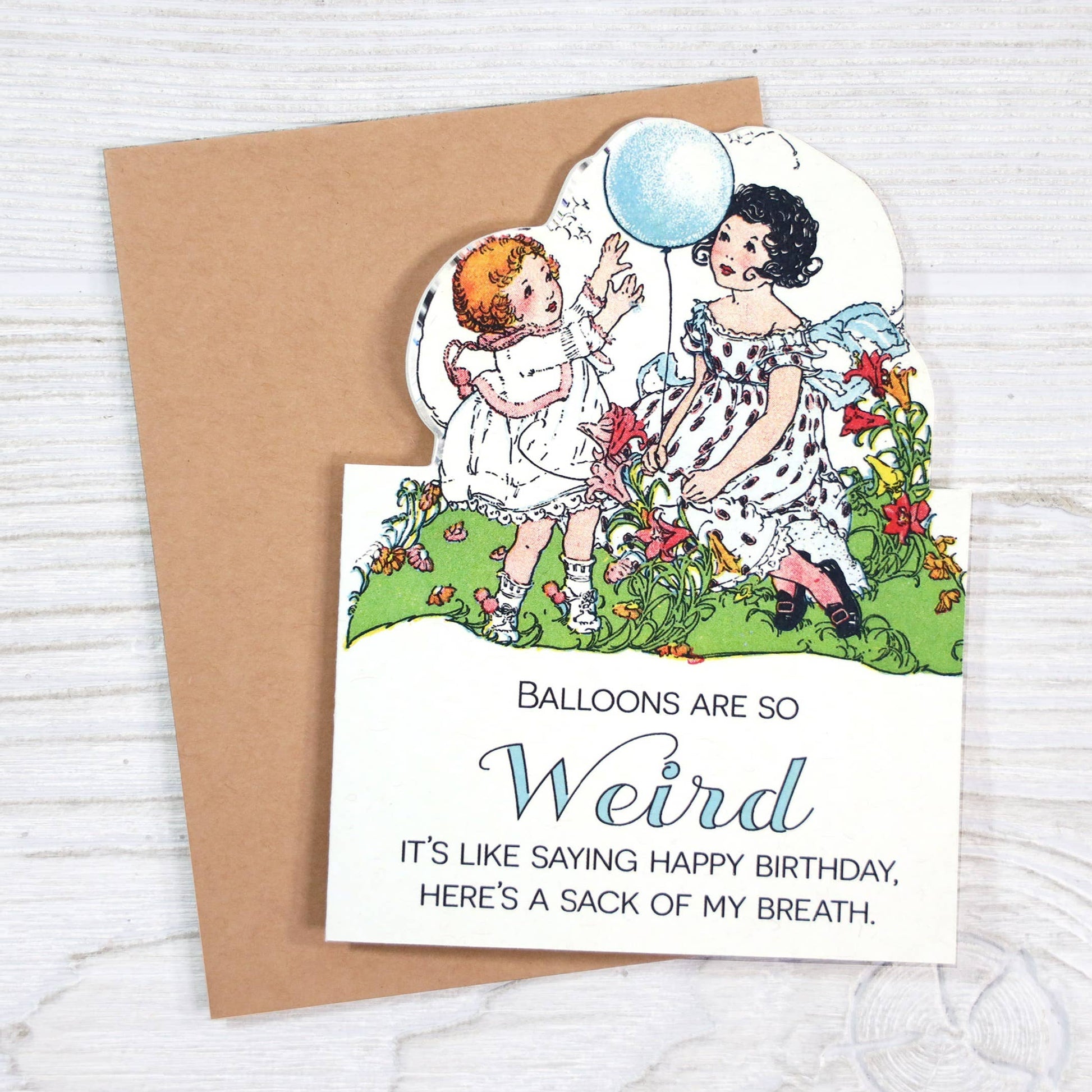Balloons Are So Weird - Funny Vintage Birthday Card - Mellow Monkey