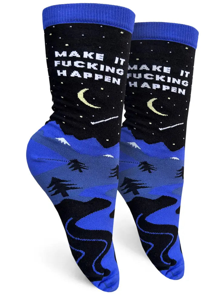 Make it Fucking Happen - Women's Crew Socks - Mellow Monkey