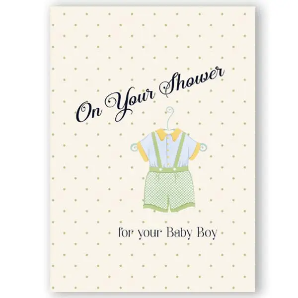 On Your Shower for Your Baby Boy - Romper - New Baby Greeting Card - Mellow Monkey