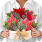 Birch Poinsettia - Pop-Up Flower Bouquet Greeting Card - Mellow Monkey