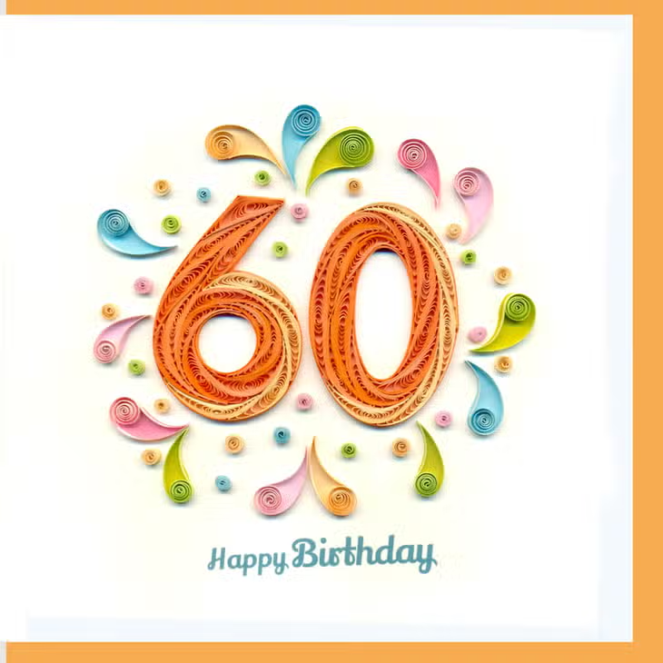 Quilled 60th Birthday Card - Mellow Monkey
