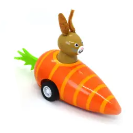 Easter Bunny in Carrot Pull Back Car - Mellow Monkey