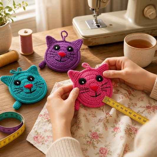 Kitty Kat Hand-Crocheted Measuring Tape