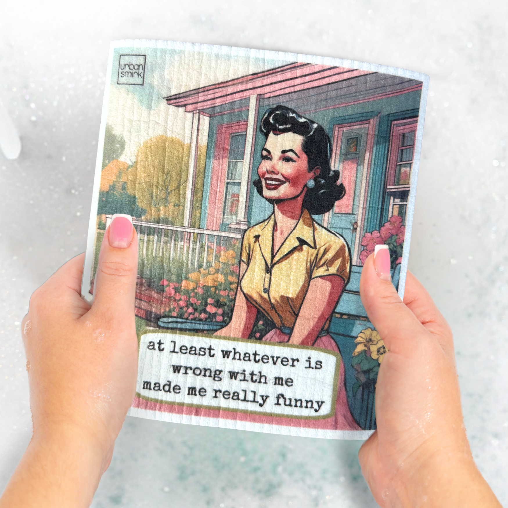 Hilarious Swedish Dishcloth - Wrong with Me Made Me Funny - Mellow Monkey