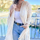 Ivory 3D Textured Open Front Soft Kimono Cover Up - Mellow Monkey