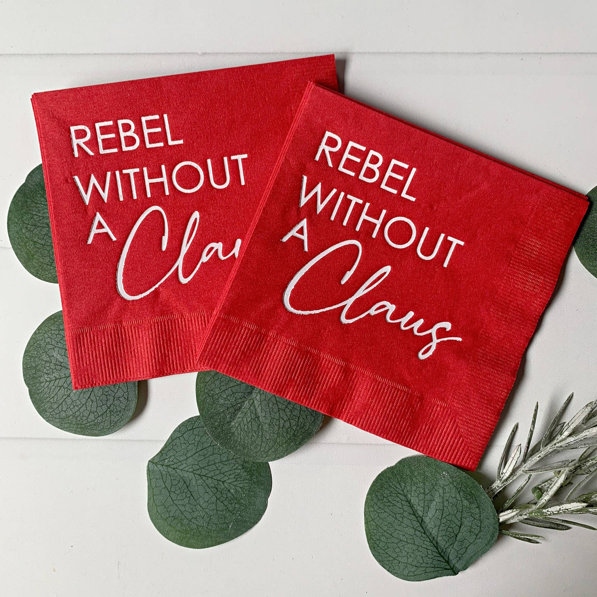 Rebel Without a Claus Cocktail Napkins - Red - Pack of 16 - Mellow Monkey