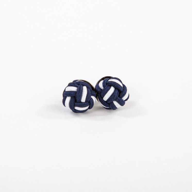 Nylon Monkey Fist Earrings - Navy + White - Mellow Monkey