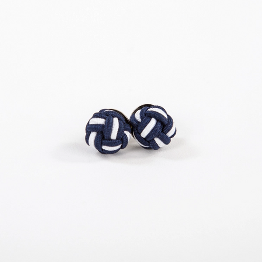 Nylon Monkey Fist Earrings - Navy + White - Mellow Monkey