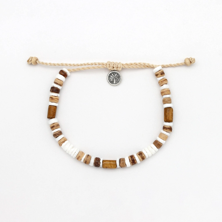 Nusa Lembongan Wood Bead Anklet - Surf Jewelry - Mellow Monkey