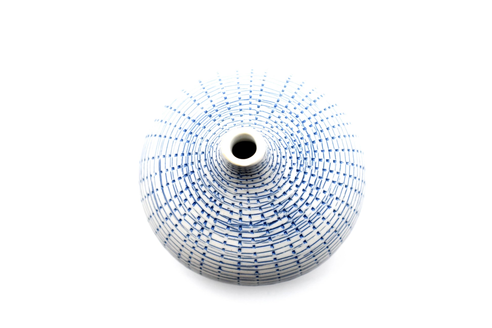 Tiny Congo - Porcelain Ceramic Bud Vase - Navy and White Geometric - 2.5 x 2.5 x 2.6 in - Mellow Monkey