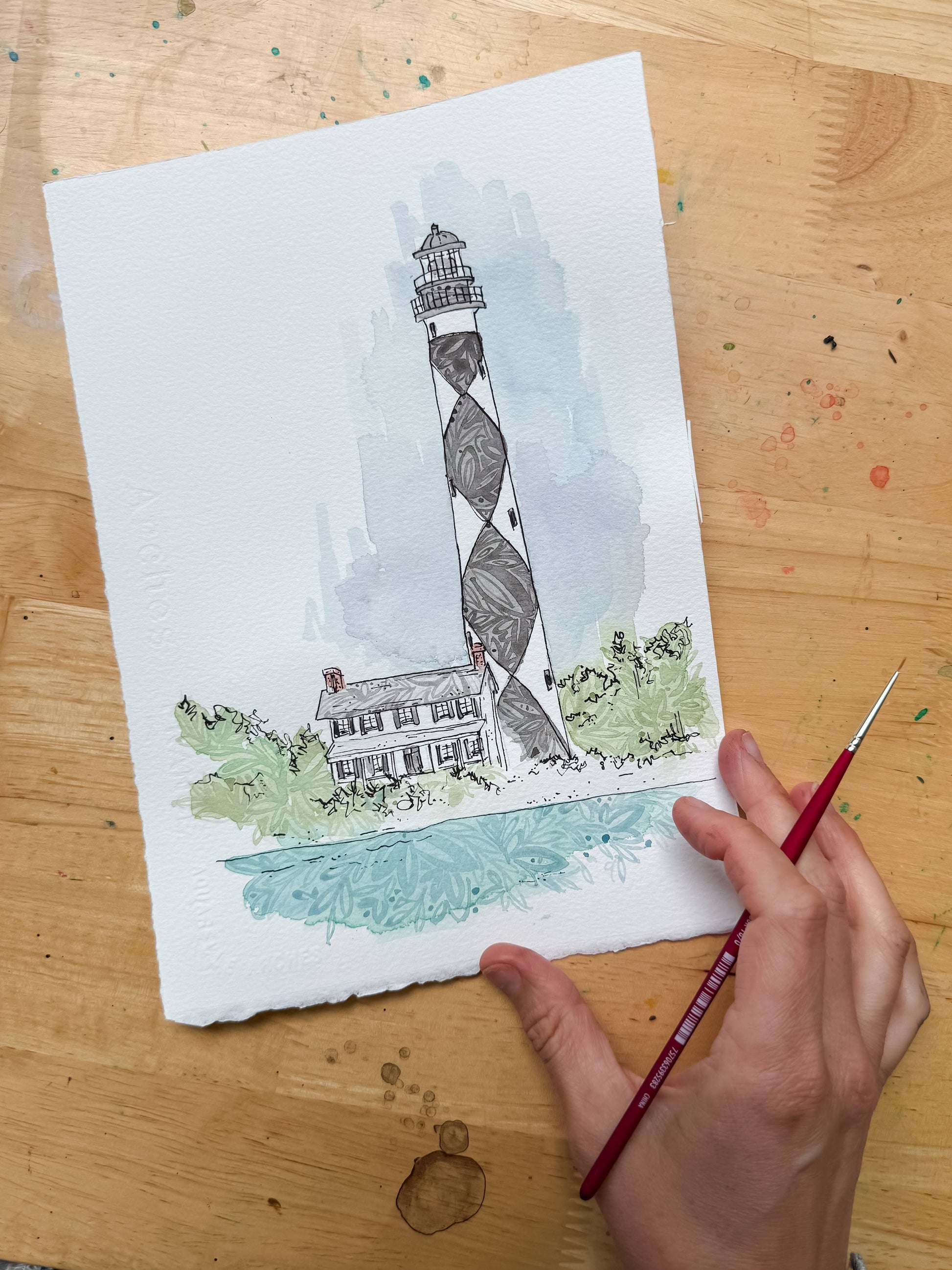 Cape Lookout Lighthouse Single Notecard-NC Coast Collection - Mellow Monkey