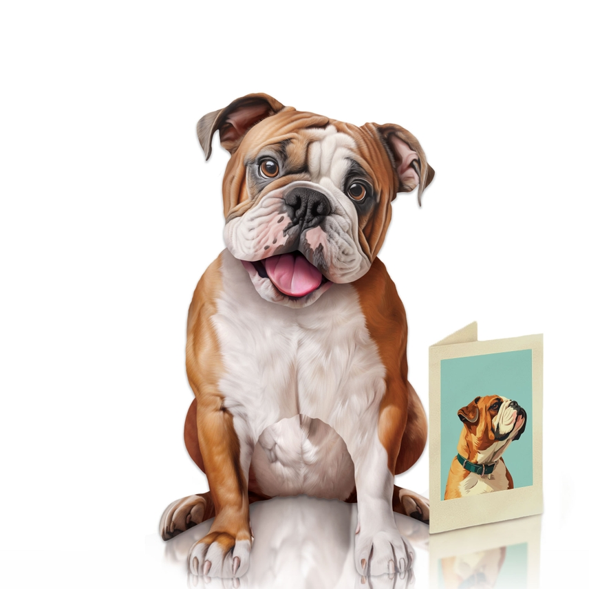 English Bulldog - Freshcut Pop-Up Pet Greeting Cards - Mellow Monkey