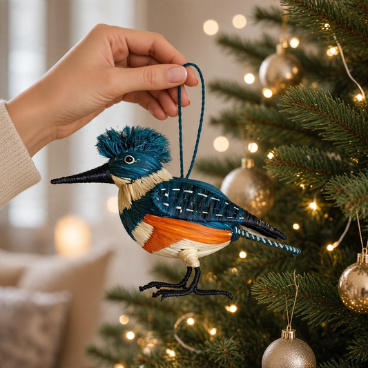 Kingfisher Bird Ornament - 4-1/2-in