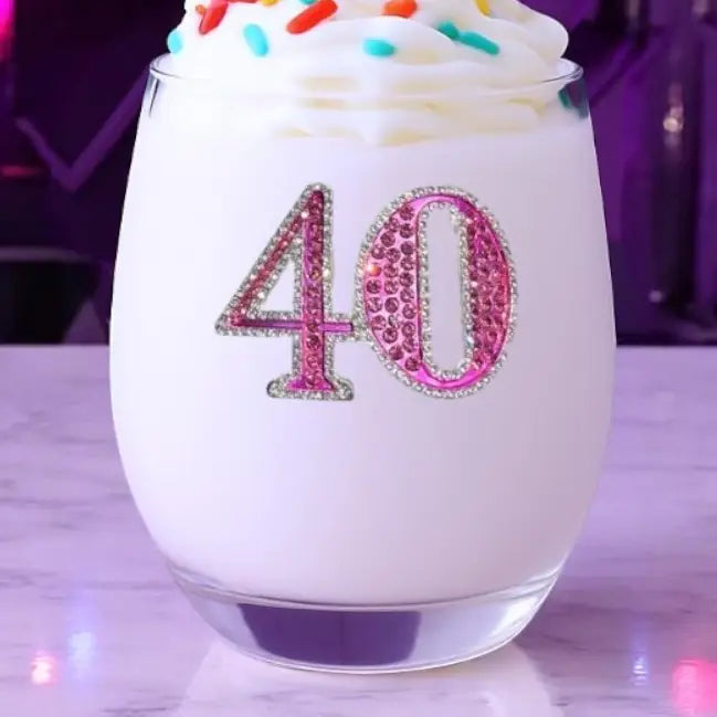 40th Birthday Jeweled Stemless Wine Glass - Mellow Monkey