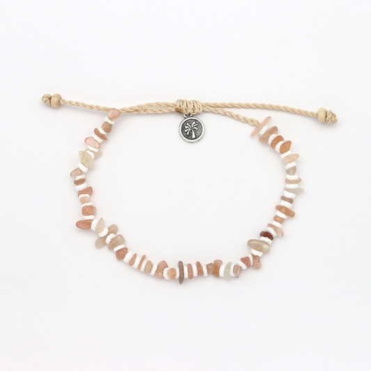 Natural Tones Dunes Stone Beaded Anklet - Surf Jewelry - Mellow Monkey