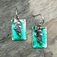 Pewter Earrings - Green Enamel with Leaf - Mellow Monkey